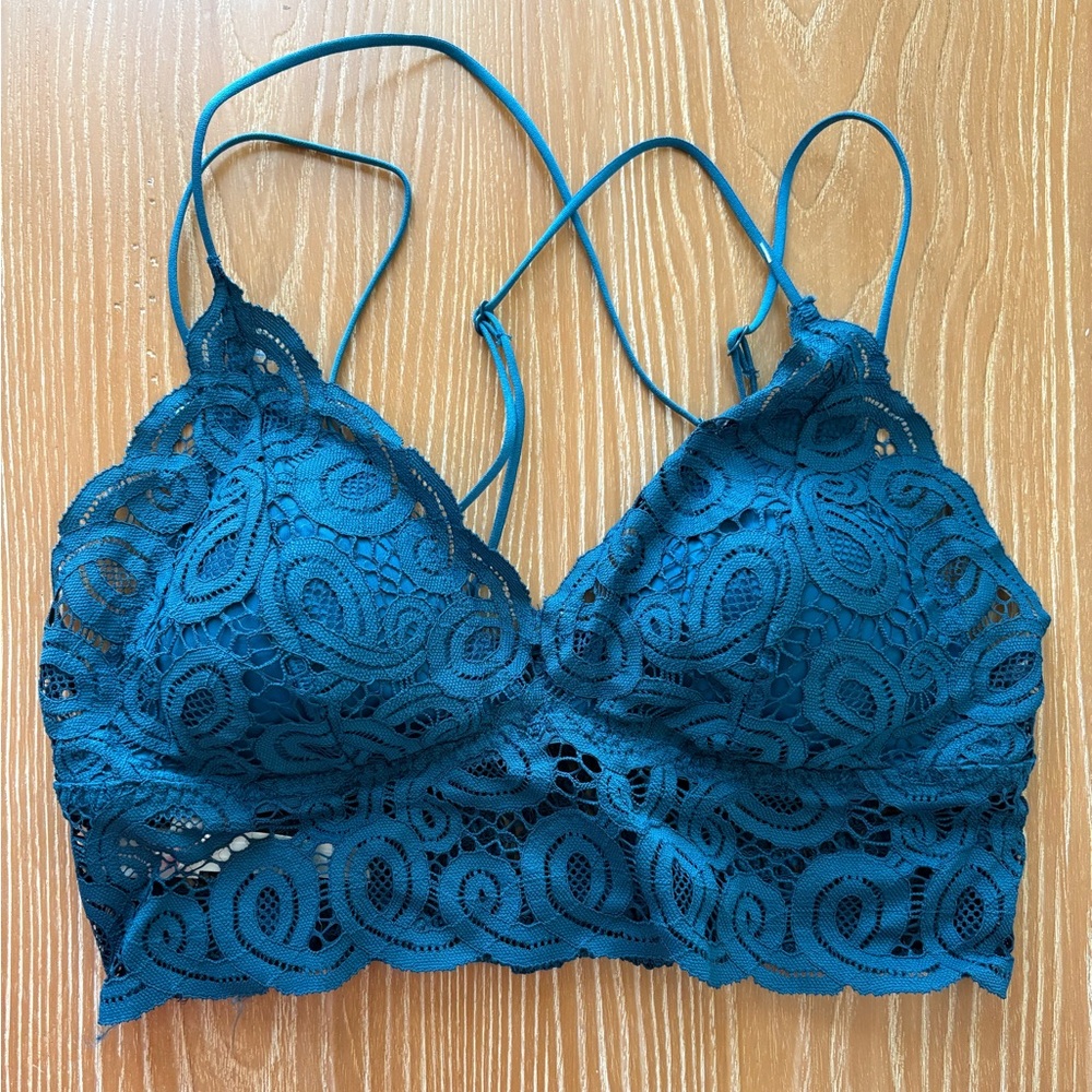 Victoria's Secret Teal Lace Bralette with Strappy Back